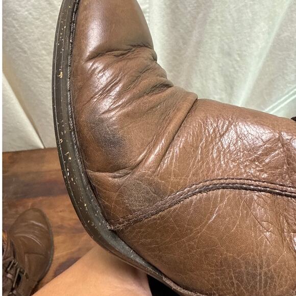 Naya Virtue Brown Leather Ankle Boots Women's Size 6 1/2 Buckle Zip Western Boho - Picture 13 of 14